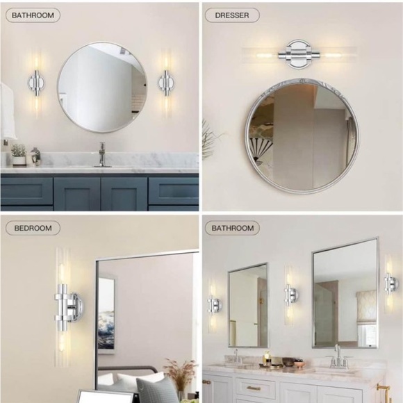 Chrome Light Sconce, Vanity lighting, Hallway, Vertical or Horizontal - Picture 5 of 8